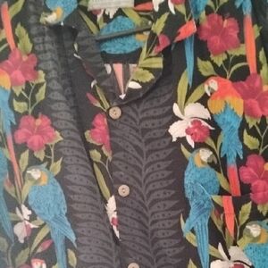 Colorful Parrot and Floral Print Shirt